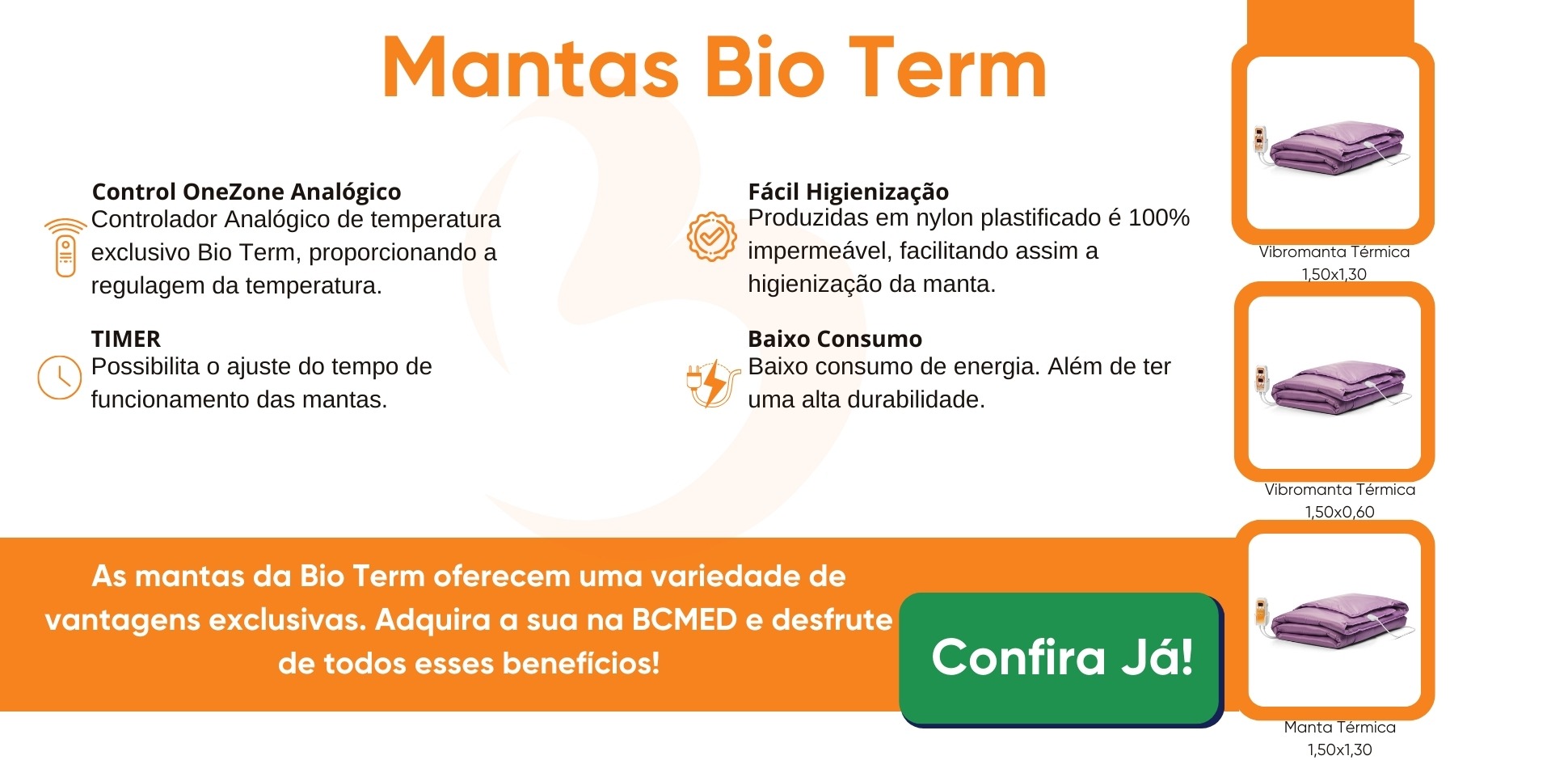 Manta Térmica Automática Bivolt de Corpo Inteiro Infravermelho com Controle Analógico 1.50m x 1.30m – Bio Term