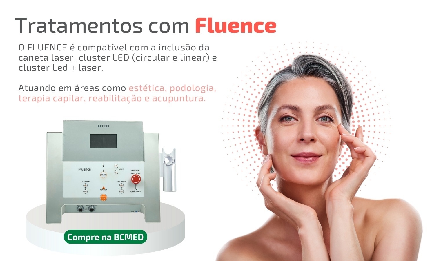 indicaçõpes Fluence HTM - Aparelho de Fototerapia por Laser e Led