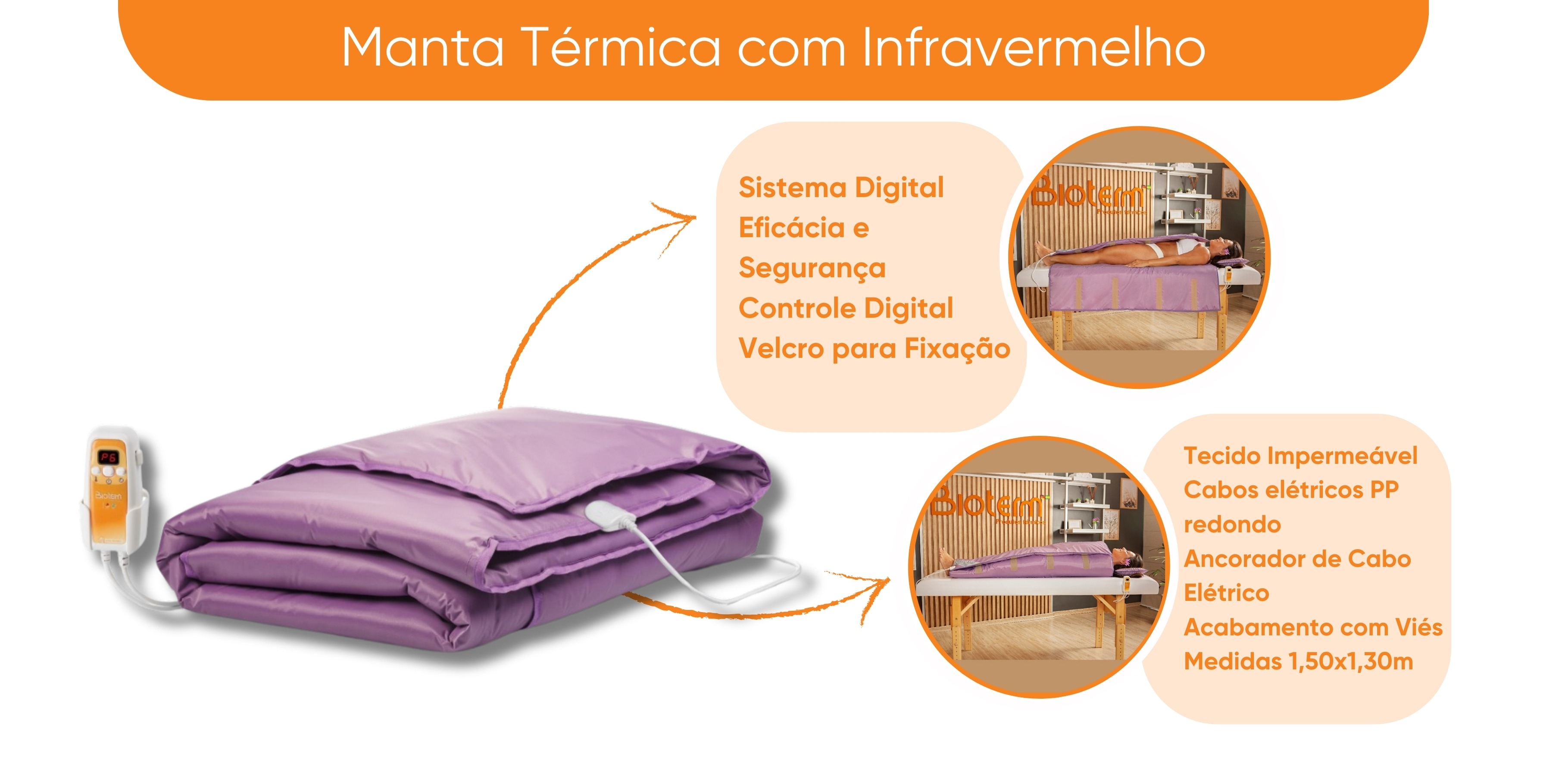  Manta Térmica Automática Bivolt de Corpo Inteiro Infravermelho com Controle Digital  Bio Term