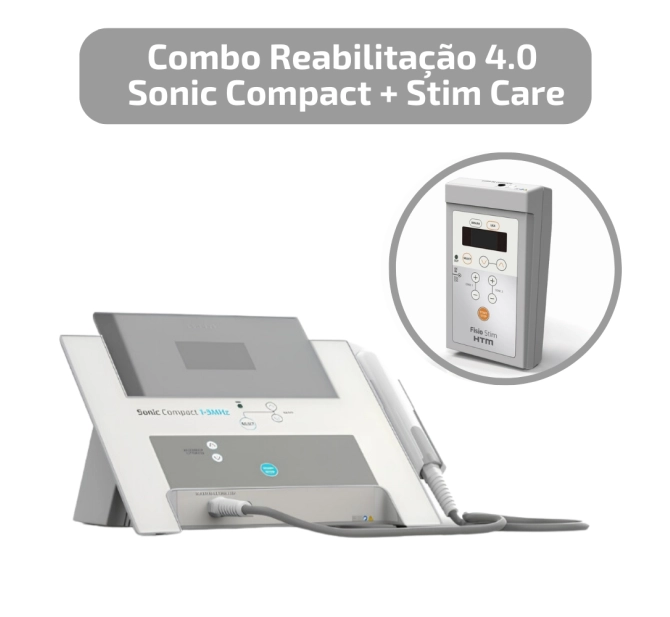 Combo de Reabilitação 4.0 - Novo Fisio Stim + Sonic Compact 1 e 3 MHz - HTM