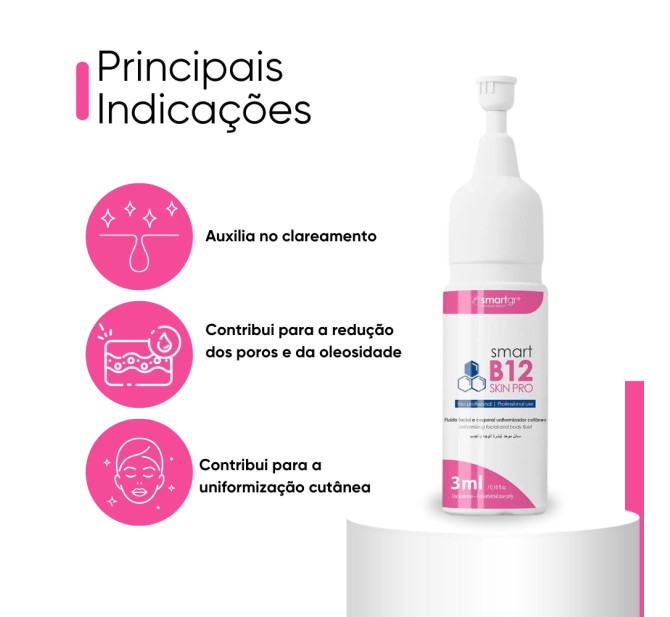 Fluido B12 - Ativo para Clareamento e Oleosidade - Skincare Pro 5 Unid. 3 ml - Smart GR