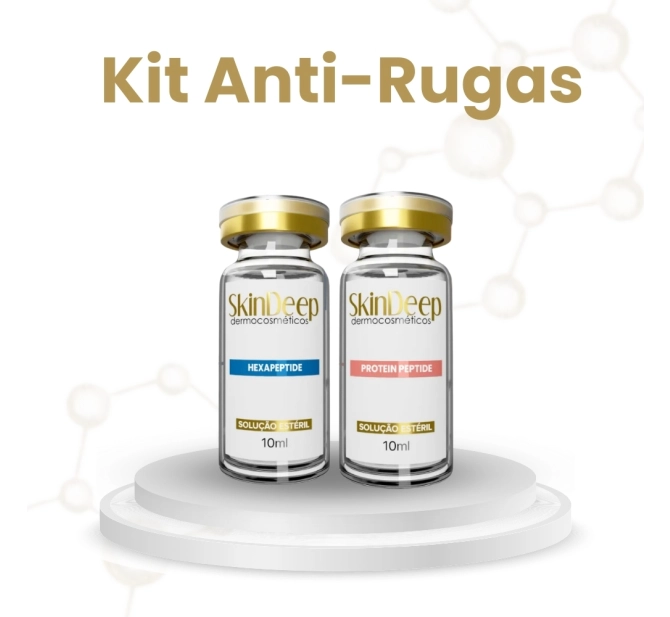 Kit Anti-Rugas - Ativo Hexapeptide Redutor de Rugas + Ativo Protein Peptide p/ Produção de Colágeno - 10 ml - SkinDeep 