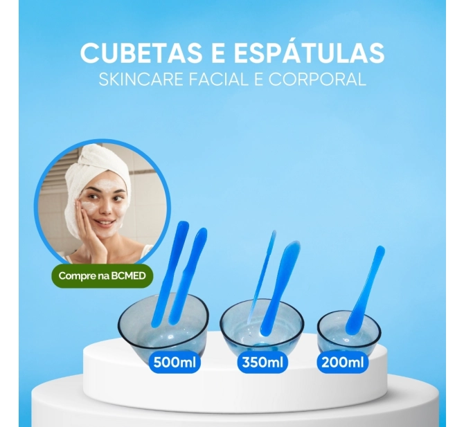 Kit Básico 1.0 - Cubetas + Espátula + Pincel - Acessórios de Estética Estek 