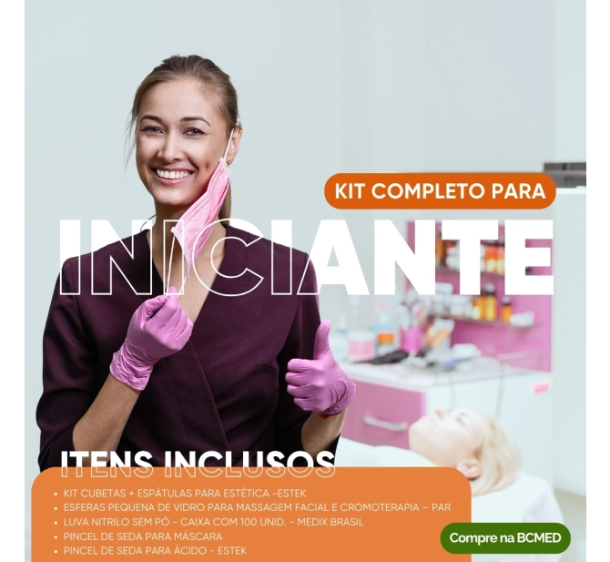 Kit Completo 2.0 - Cubetas + Espátulas + Pincéis + Esferas Pequena + Luva - Acessórios de Estética Estek