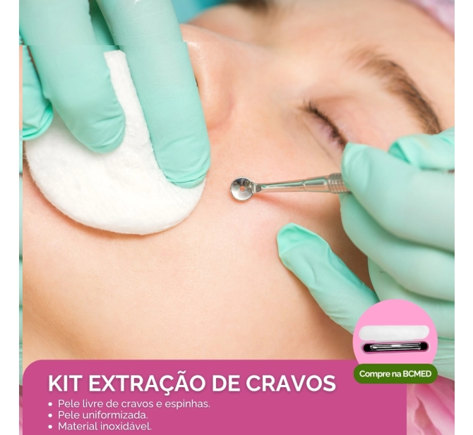 Kit Extração de Cravos e Espinhas - Nano Amolecedor de Comedões + 4 Curetas - Eccos Cosméticos 