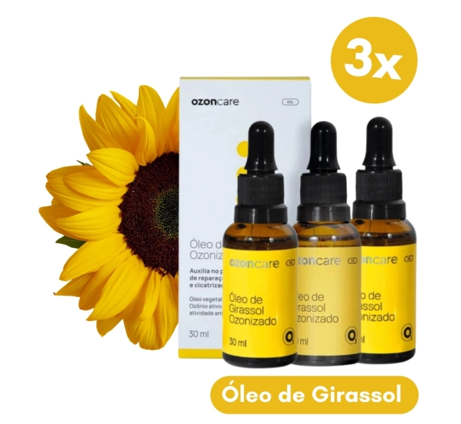 Kit Óleo de Girassol Ozonizado 3 Unidades 30ml Ozoncare - Philozon