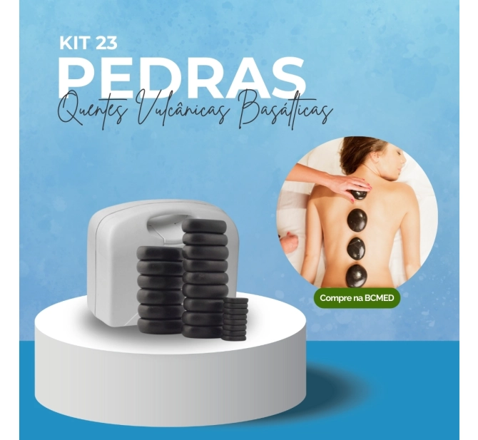 Kit Massagem Completa - Pedras + Aquecedor de Pedra + Manta Térmica Abdominal + Rolo de Massagem + Luva Massageadora - Estek 