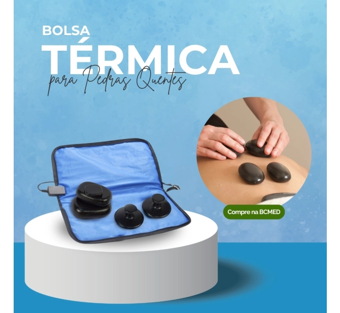 Kit Massagem Completa - Pedras + Aquecedor de Pedra + Manta Térmica Abdominal + Rolo de Massagem + Luva Massageadora - Estek 