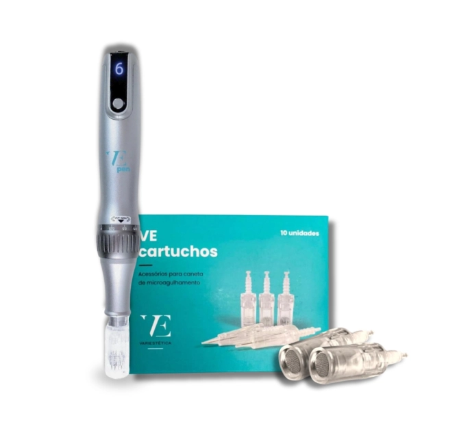 Kit Ve PEN Caneta de Microagulhamento + 10 Cartuchos NANO de 137 Agulhas - Variestética 