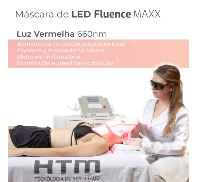 Máscara Fototerapia LED Facial + Pescoço para Fluence Maxx - HTM