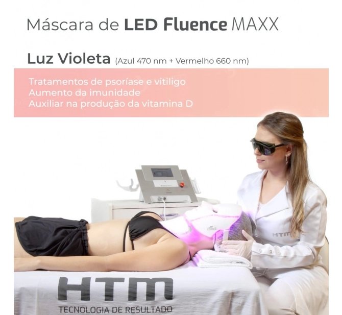 Máscara Fototerapia LED Facial + Pescoço para Fluence Maxx - HTM