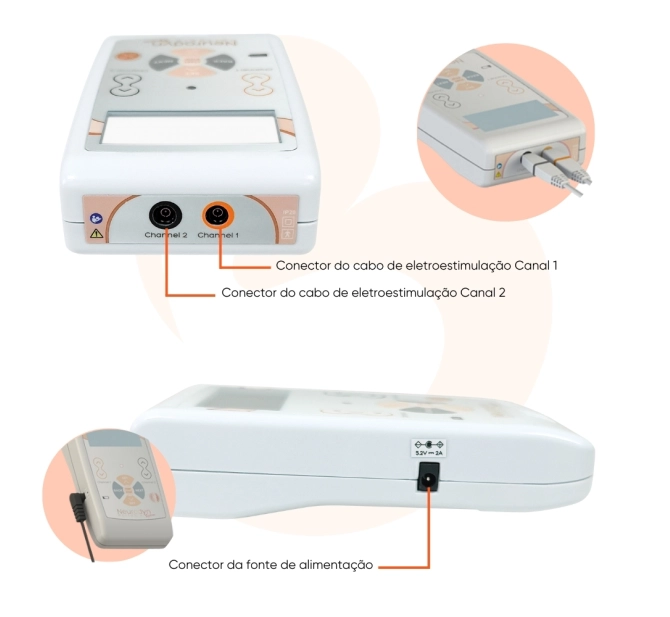 Neurodyn Portátil System - Aparelho de Correntes Aussie, Russa, Interferencial Bipolar, TENS e FES - IBRAMED