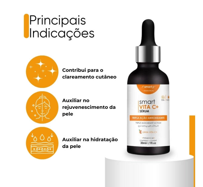 Sérum Smart Vita C+ Vitamina C, Ácido Hialurônico e Bio Green - 30ml - Smart GR