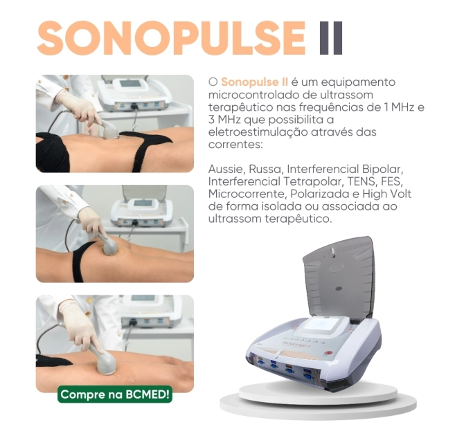 Sonopulse II - Ultrassom Terapêutico de 1MHz e 3MHz com Correntes de Elétricas - IBRAMED